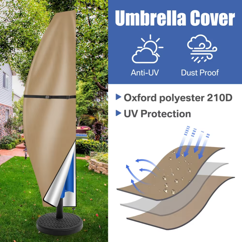 Housse de Parasol de jardin avec tige et anneau de traction, Protection UV 210D Oxford, tissu imperm
