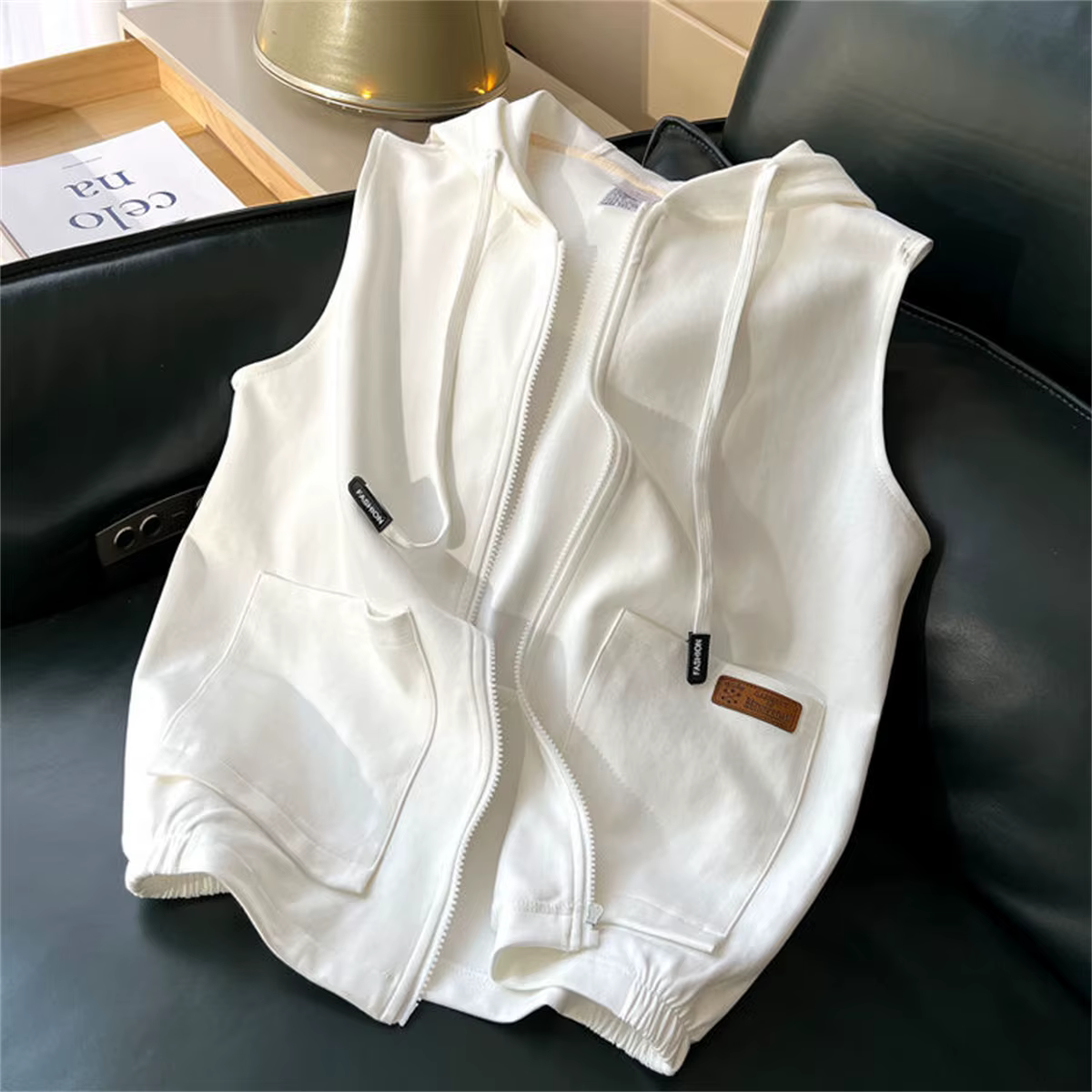 Sweat-shirt à capuche sans manches pour homme, vêtement polyvalent et Simple, tendance, vitalité, no