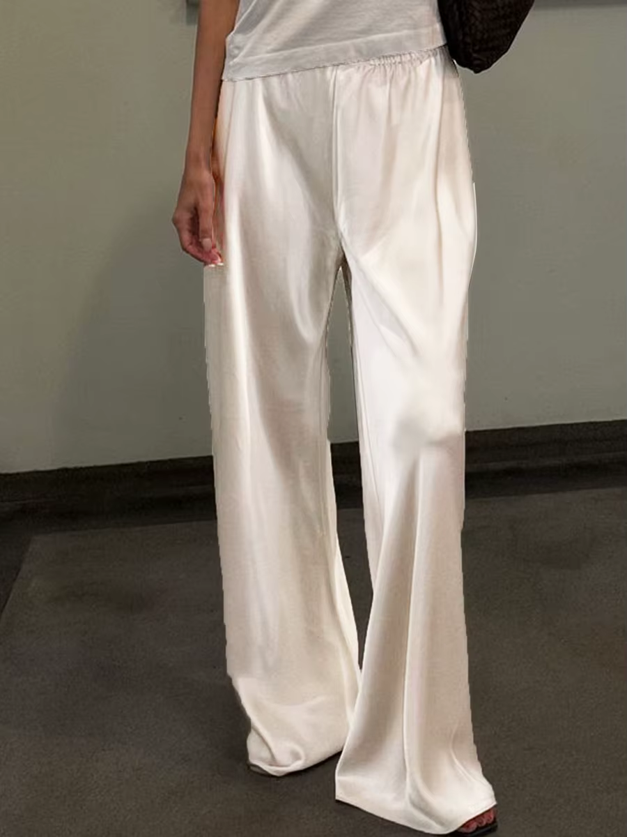 Robe en Satin Chic à Jambes Larges pour Femme, Pantalon de Travail, Taille artificiel astique, Ajust