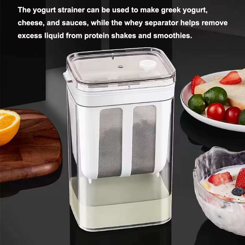 Filtre et passoire à yaourt de 1100ml, boîte transparente à mailles fines, tamis fait maison, sépara