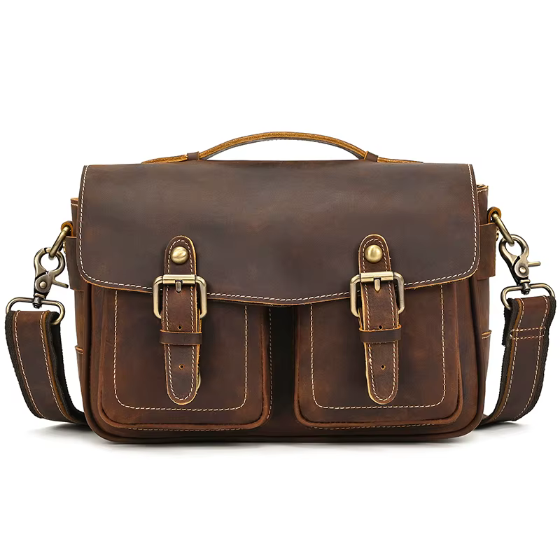 Grand sac messager en cuir pour hommes, sacs à bandoulière en peau de vache véritable, sac d'école p
