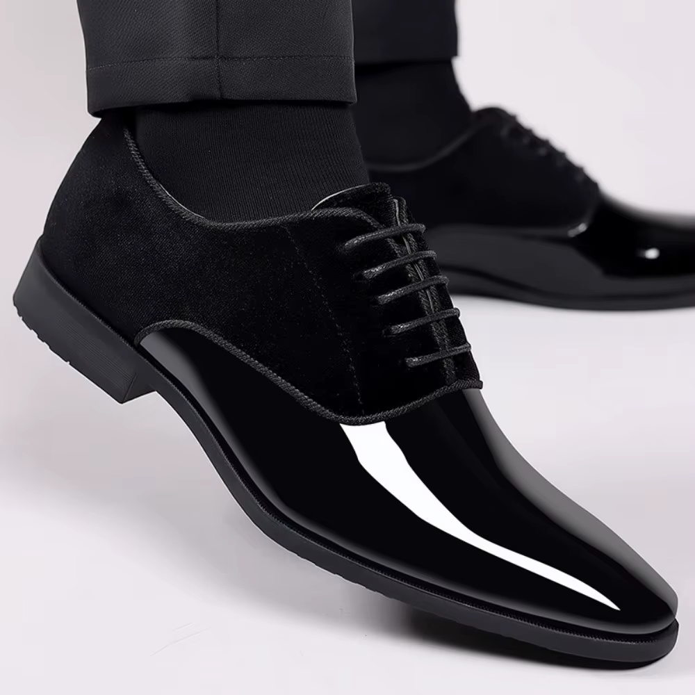 Chaussures Oxford à lacets pour hommes, chaussures provoqué formelles, haute brillance, basses, carr