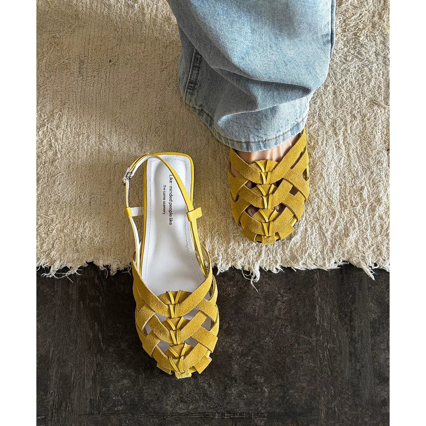 Sandales d'été en cuir véritable et daim de vache pour femmes, bout rond, talons compensés tressés, 