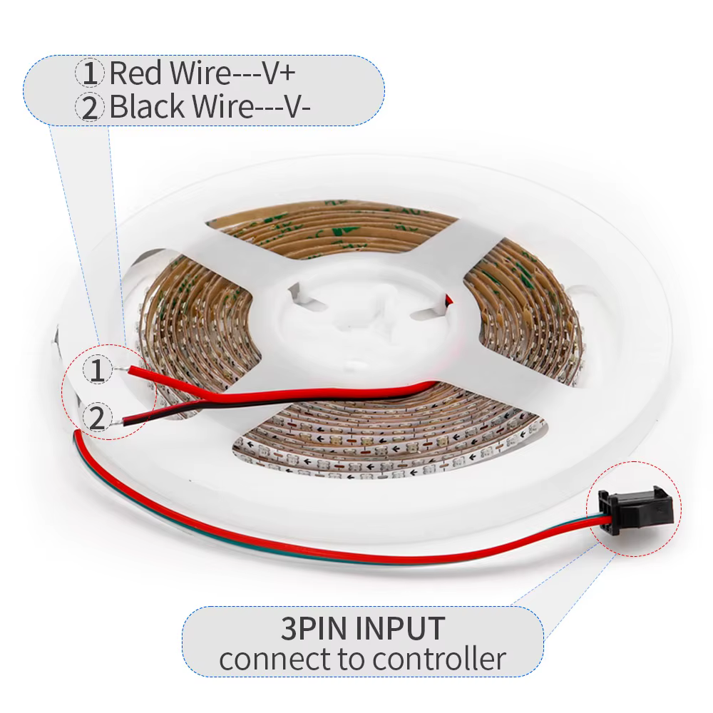 Bande lumineuse LED Ultra étroite 2.7mm WS2812B WS2812 2020 160 diodes/m adressable individuellement
