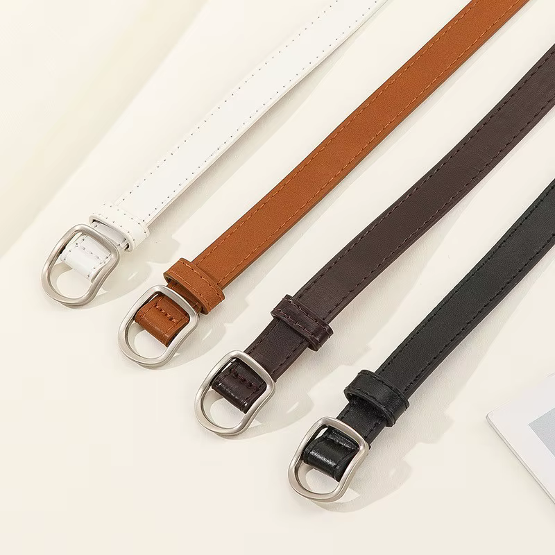 Ceinture paresseuse décontractée Simple perforée pour femmes, associée à des jeans, ceinture en cuir