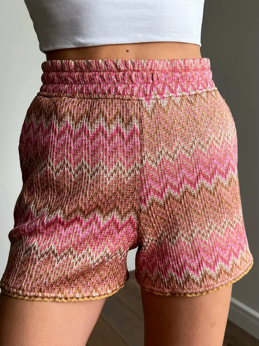 Hirsionsan-Short de plage chic à taille haute pour femme, vêtement d'été coloré, rayé, doux, décontr