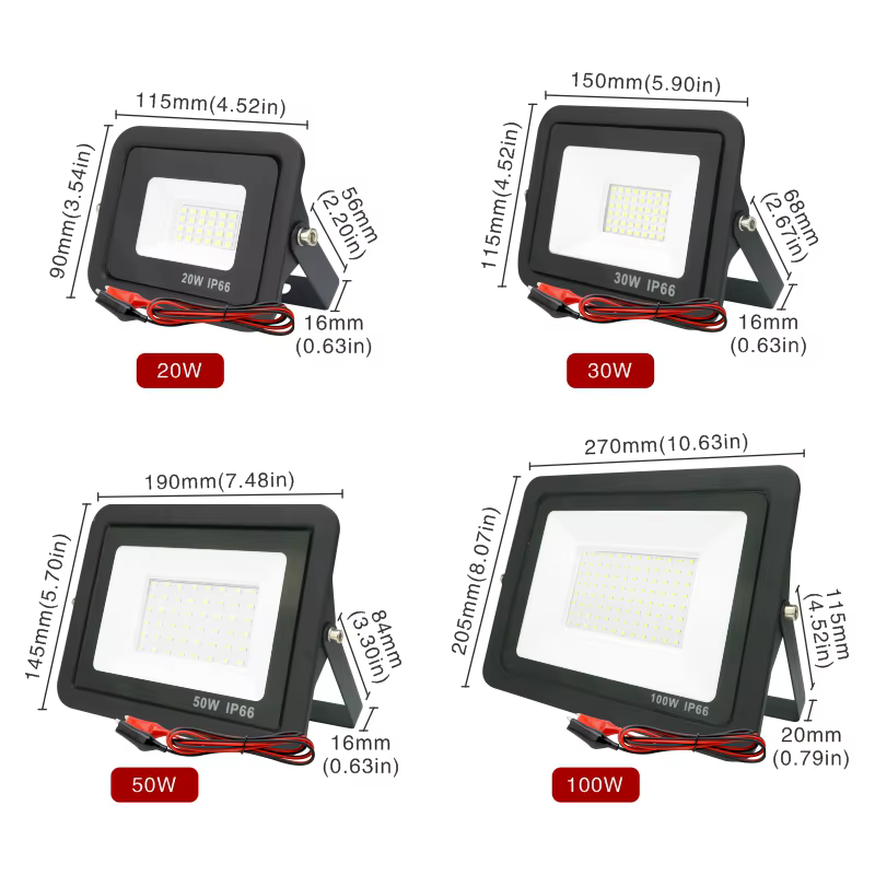 DC12V Led projecteur 20W 30W 50W 100W projecteur extérieur IP66 réflecteur de lumière étanche Portab