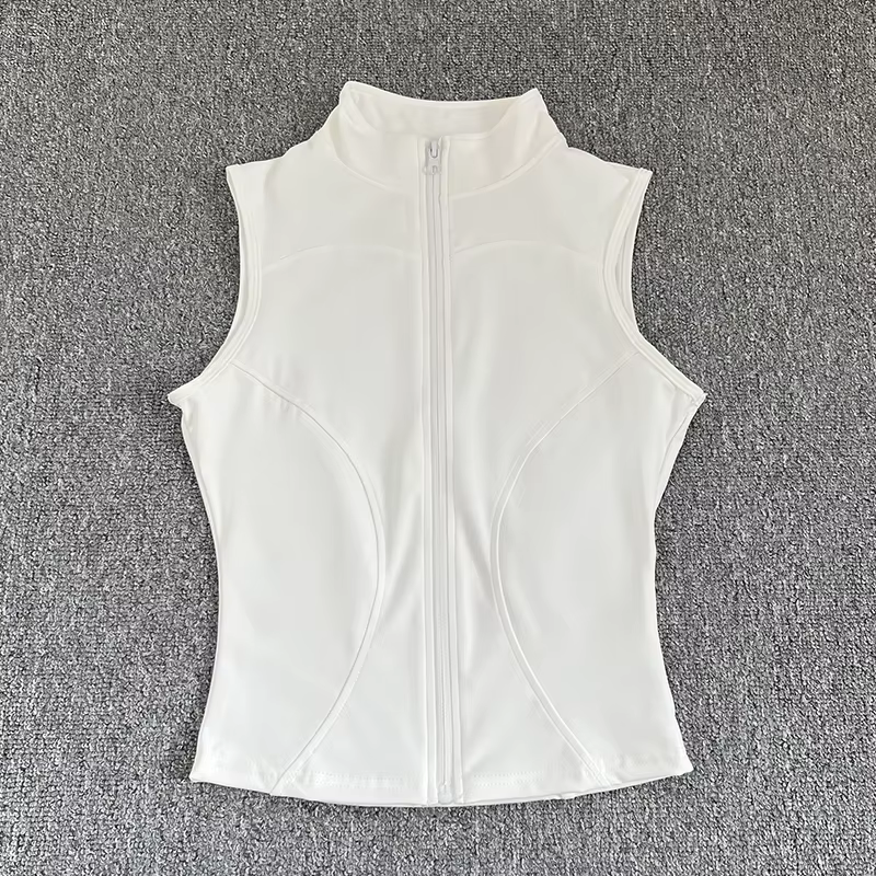 Haut de Sport sans manches pour femmes, coupe cintrée, séchage rapide, col montant élastique, vêteme