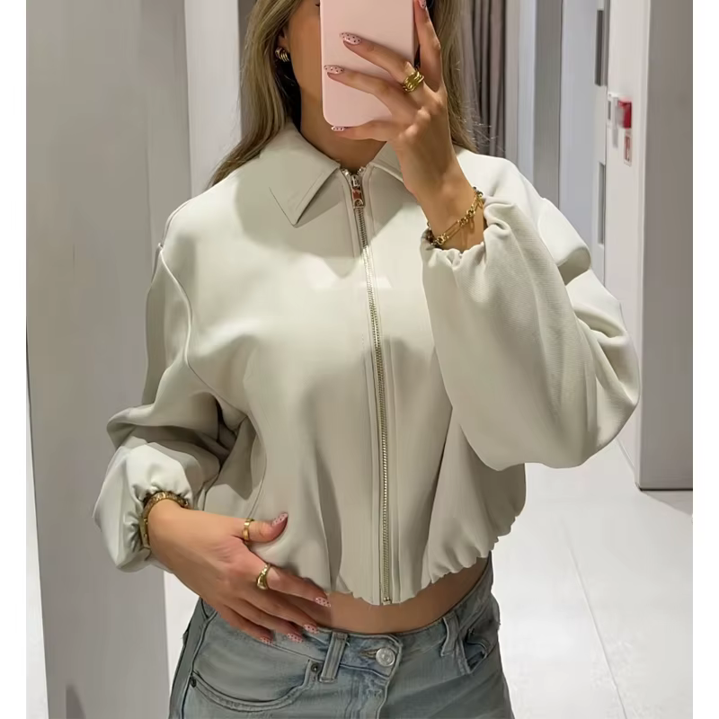 MUJER 2025 veste bombardier femme fermeture éclair bouffante vestes universitaire pour femme recadré