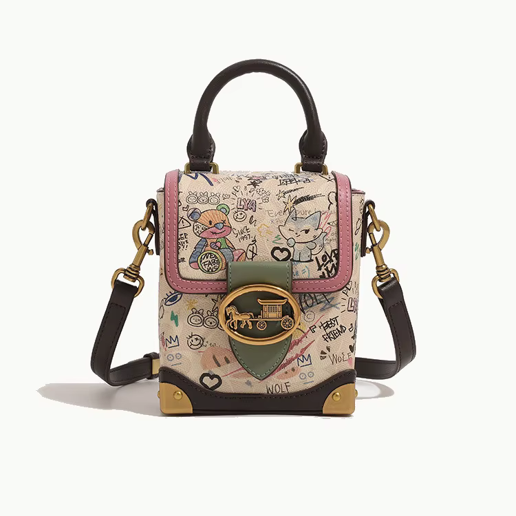 Nouvel Arrivage : Mini Sac Téléphone Ours Graffiti Cartoon – Sac Bandoulière Élégant pour Femme, Ten