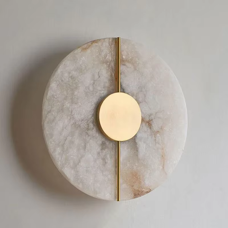 Moderne créatif marbre applique albâtre lune salon or cuivre maison intérieur décoration LED appliqu