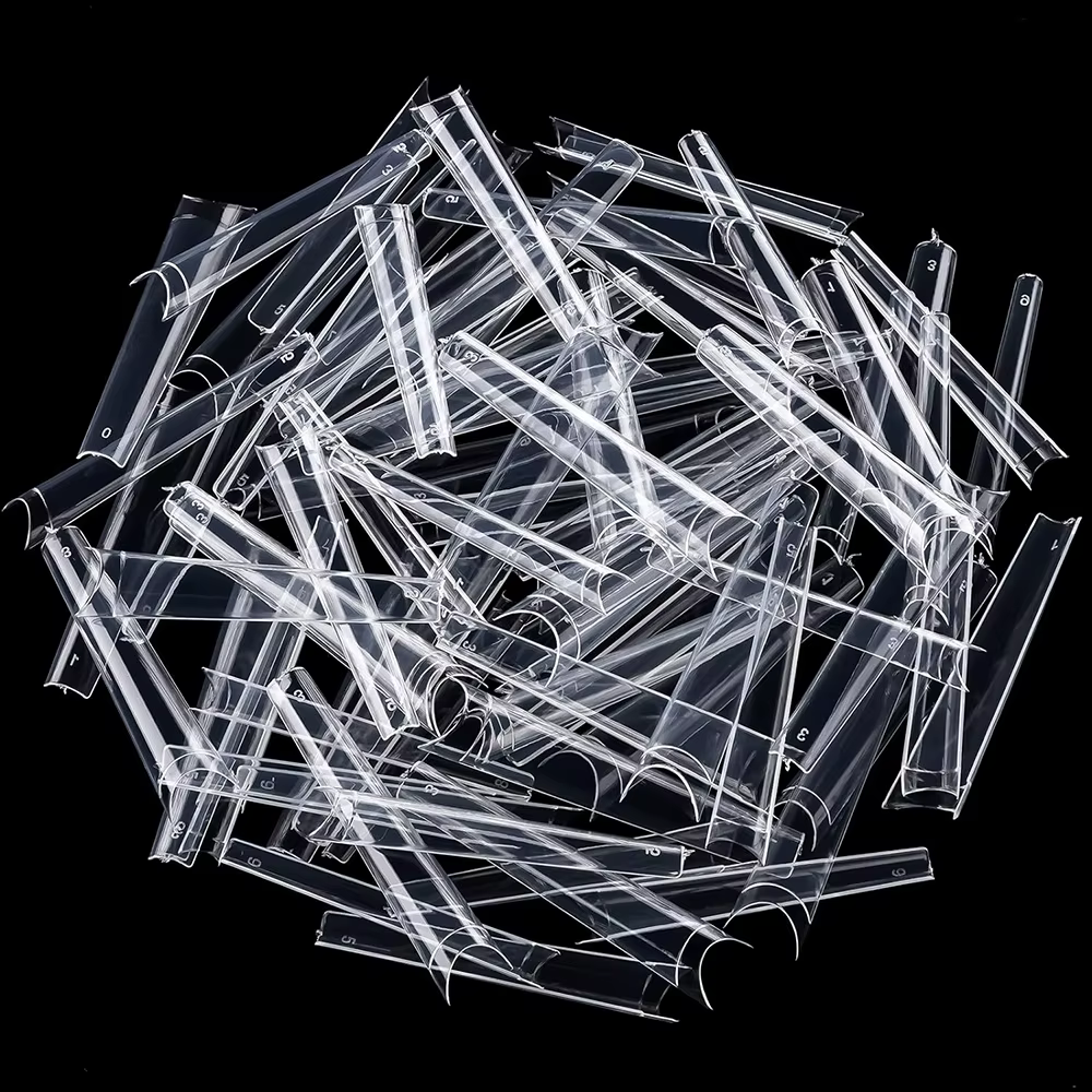 120 pièces longs clair cercueil ongles conseils courbe Extra longue demi couverture cercueil ongles