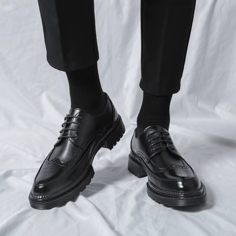Chaussures en cuir à lacets pour jeunes hommes, chaussures d'affaires formelles, chaussures de maria