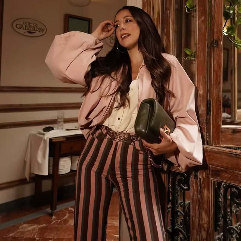 Nouvelles vestes pour femmes Printemps 2026 – Blouse élégante rose ample et chaude pour le printemps