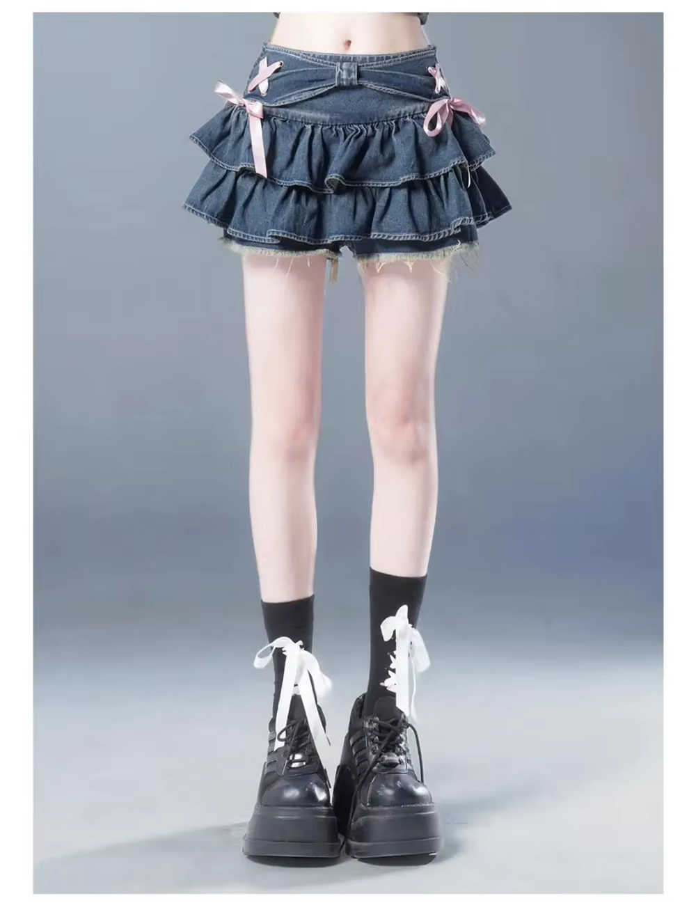 Mini jupe en jean gothique pour femmes, Streetwear américain, Vêtements sexy, Ligne A, Vintage, Noeu