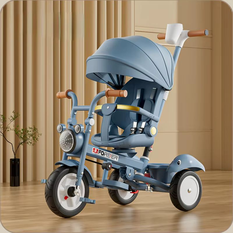 Tricycle pliable pour enfants, poussette pour bébé de 1 à 6 ans, léger, musique, titane, roue africa