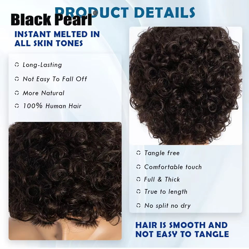 Perruque Afro brésilienne bouffante Pixie Bob 99J, cheveux 100% naturels, brun naturel, entièrement 