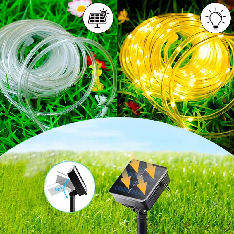 Tube solaire extérieur corde lumière LED jardin décoration de noël fée chaîne lumière 32 m/22 M/12 M