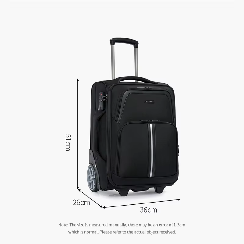 Valise de voyage de 20 pouces en tissu Oxford, bagage à main avec grandes roues, boîtier de chariot,
