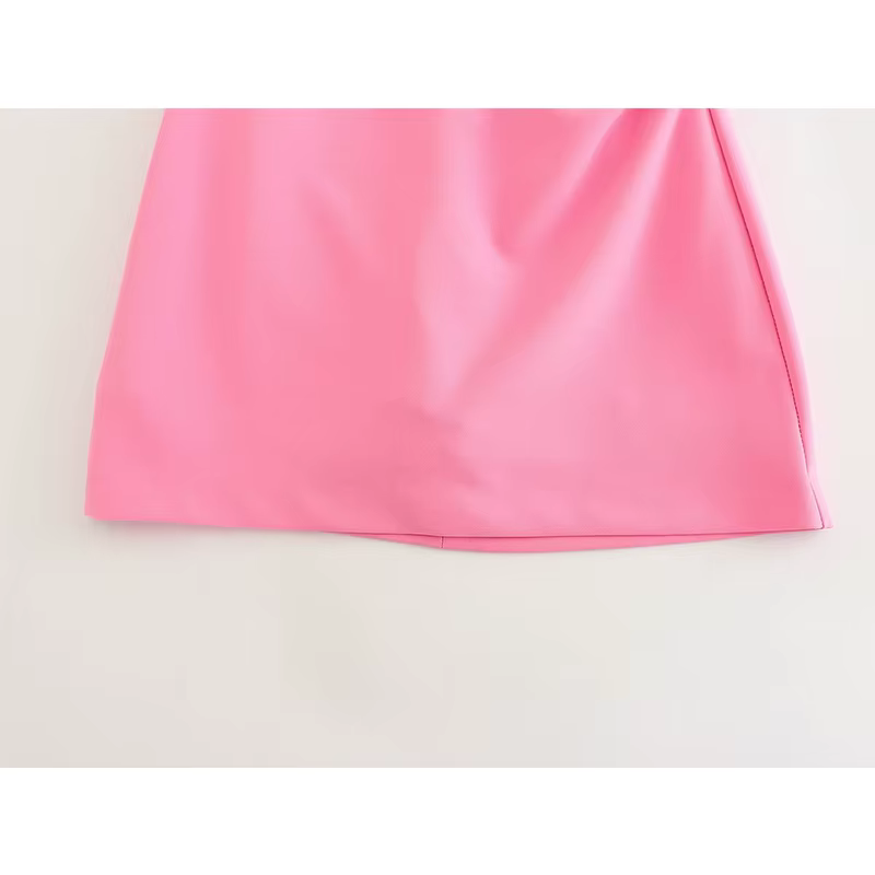YENKYE nouvelle mode femmes rose froncé robe sans bretelles sans manches dos fermeture éclair femme 