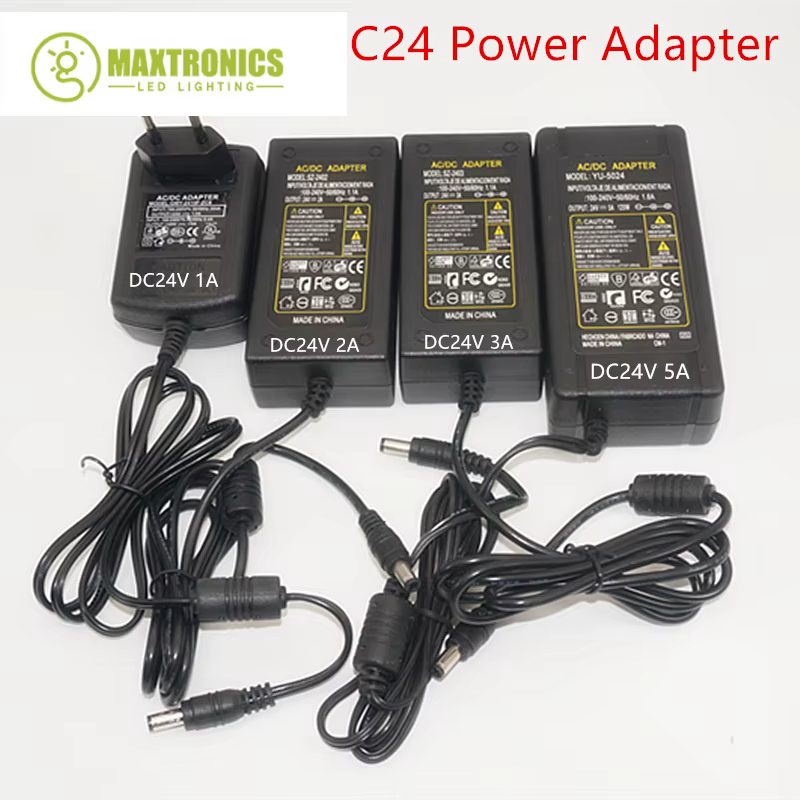 Adaptateur d'alimentation LED pour lampe à bande LED, prise de pilote, DC 5V, DC 12V, DC 24V, 1A, pi
