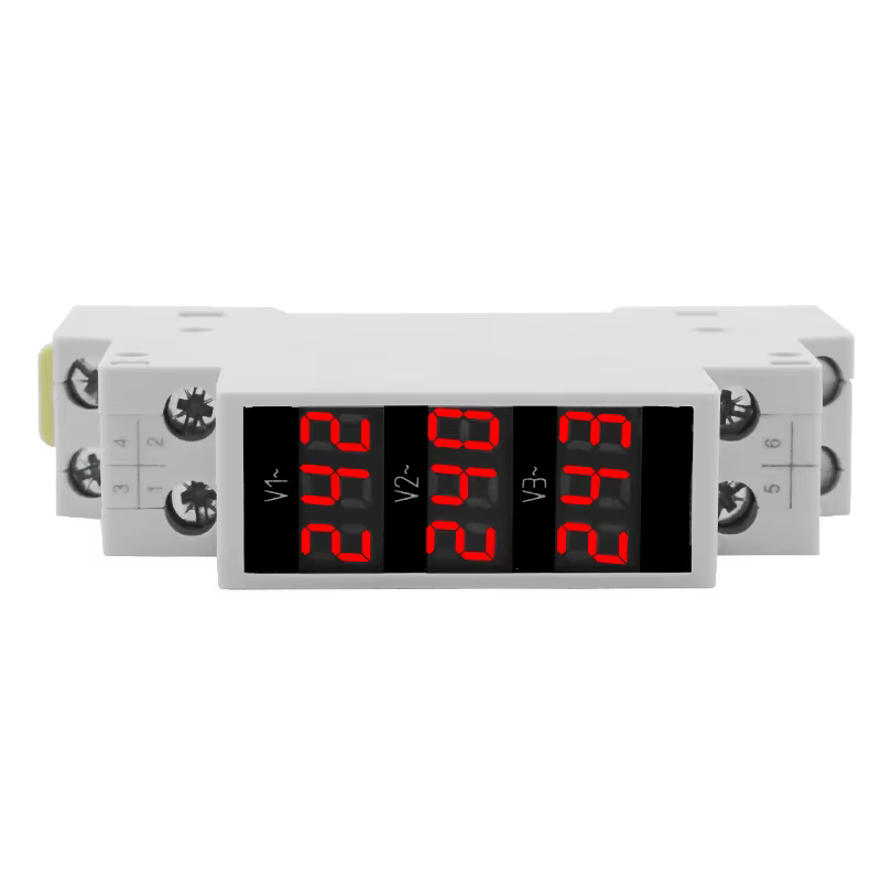 Voltmètre triphasé LED, Mini affichage numérique, compteur de tension modulaire 80-500VAC, Rail Din 