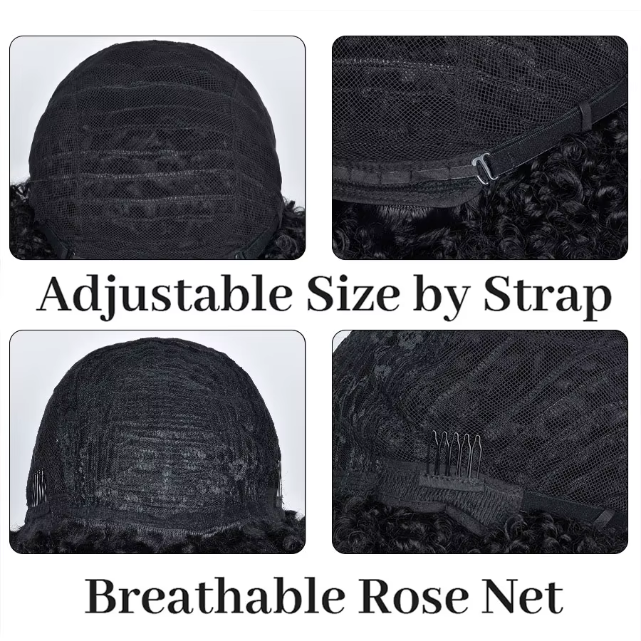 Perruque bouclée avec frange, perruque Afro bouclée pour femmes noires, perruque longue et moelleuse