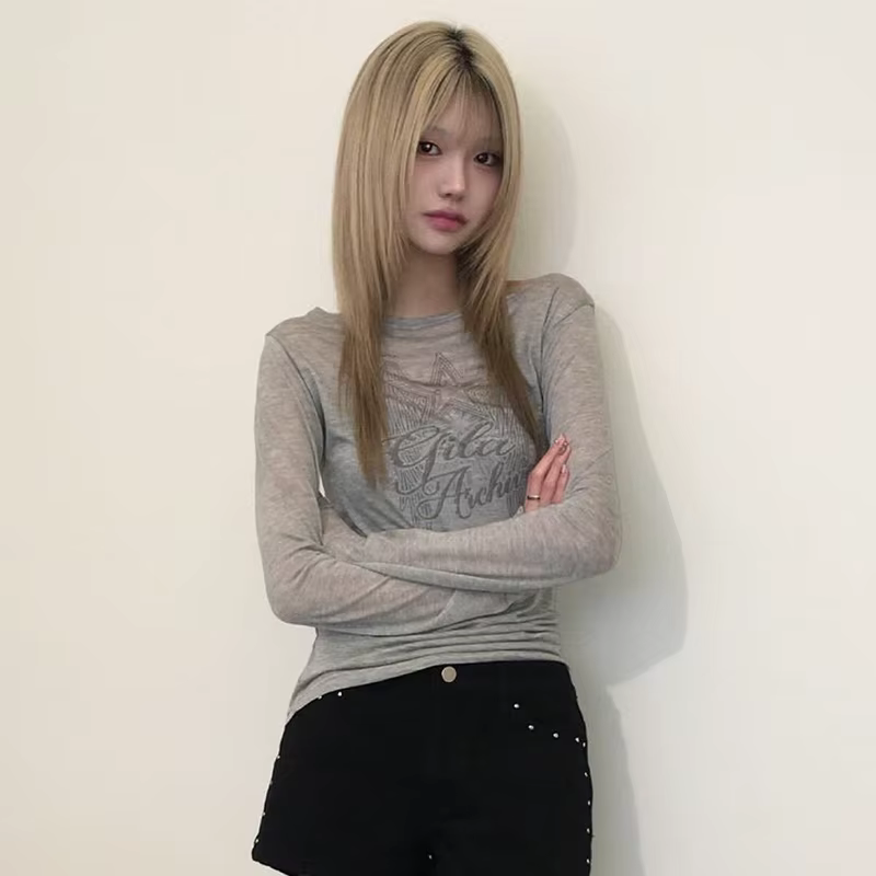 Tops en tricot à imprimé lettres Y2k japonais Karrram, tricot à manches longues coréen des années 20