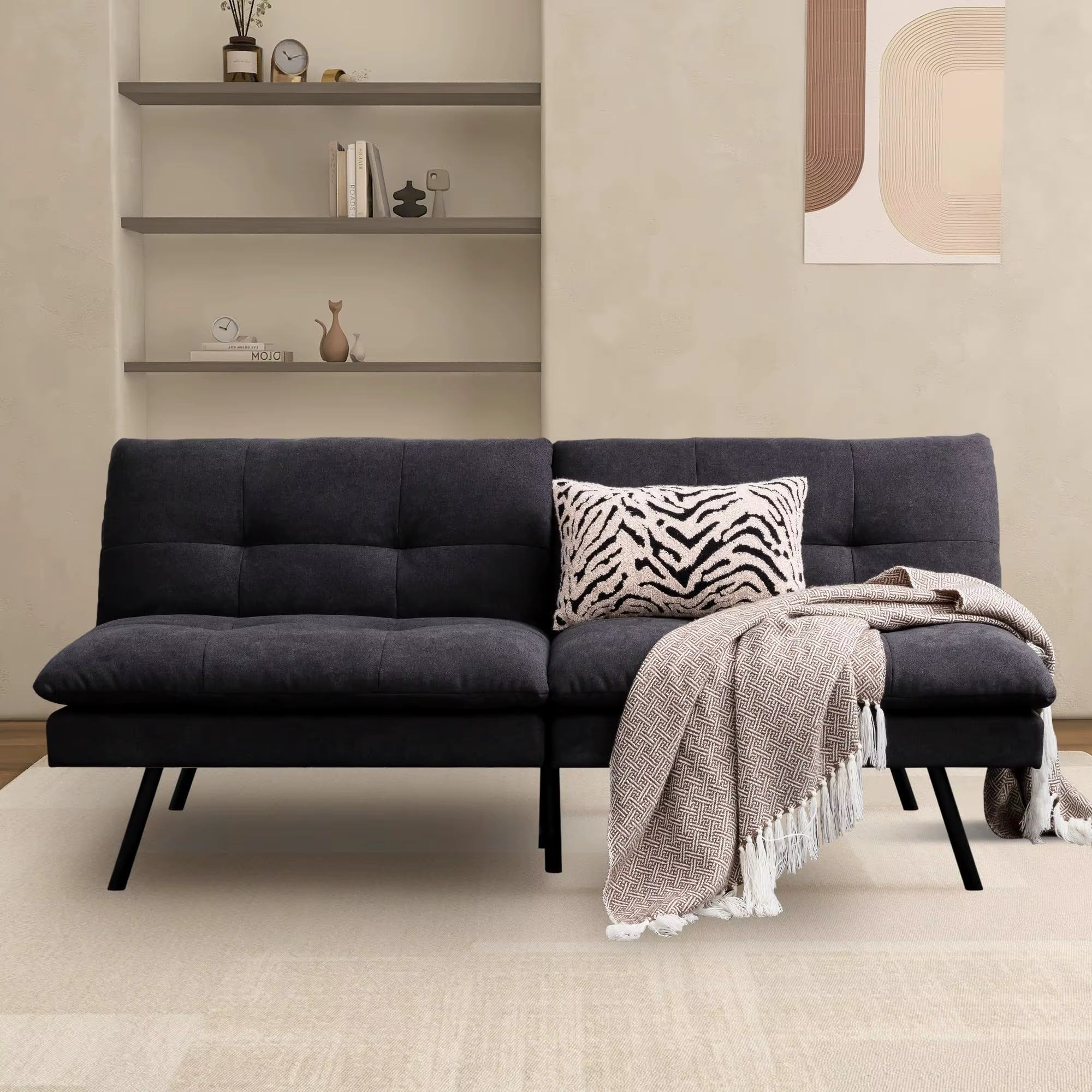 Hcore-Canapé-lit en mousse à mémoire de forme, sofa convertible, causeuse noire pour petits espaces,