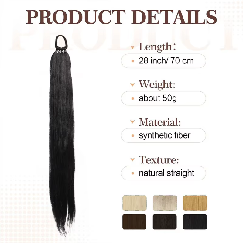 Queue de cheval droite synthétique de 28 pouces avec Extensions de cheveux élastiques à la mode pour