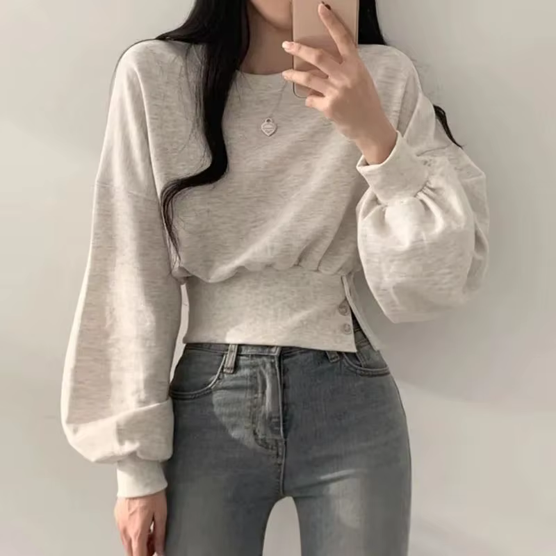 PVD-Ulzzang Buttons Design Baggy pour femme, Crop, Sports, Loisirs, Automne, Jeune rue, Esthétique, 