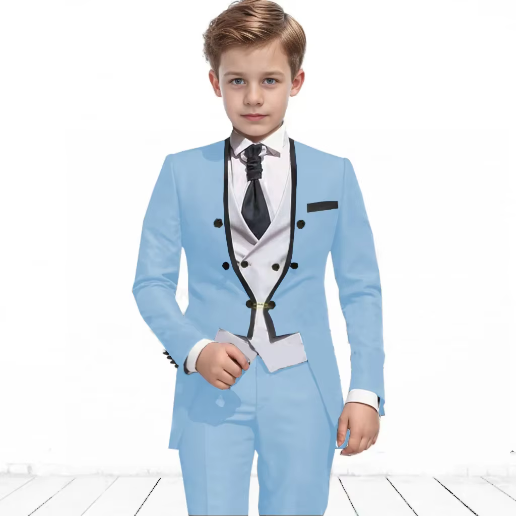 Costume formel pour garçon de 3 à 16 ans, manteau à fleurs avec pantalon, gilet pour spectacle, smok