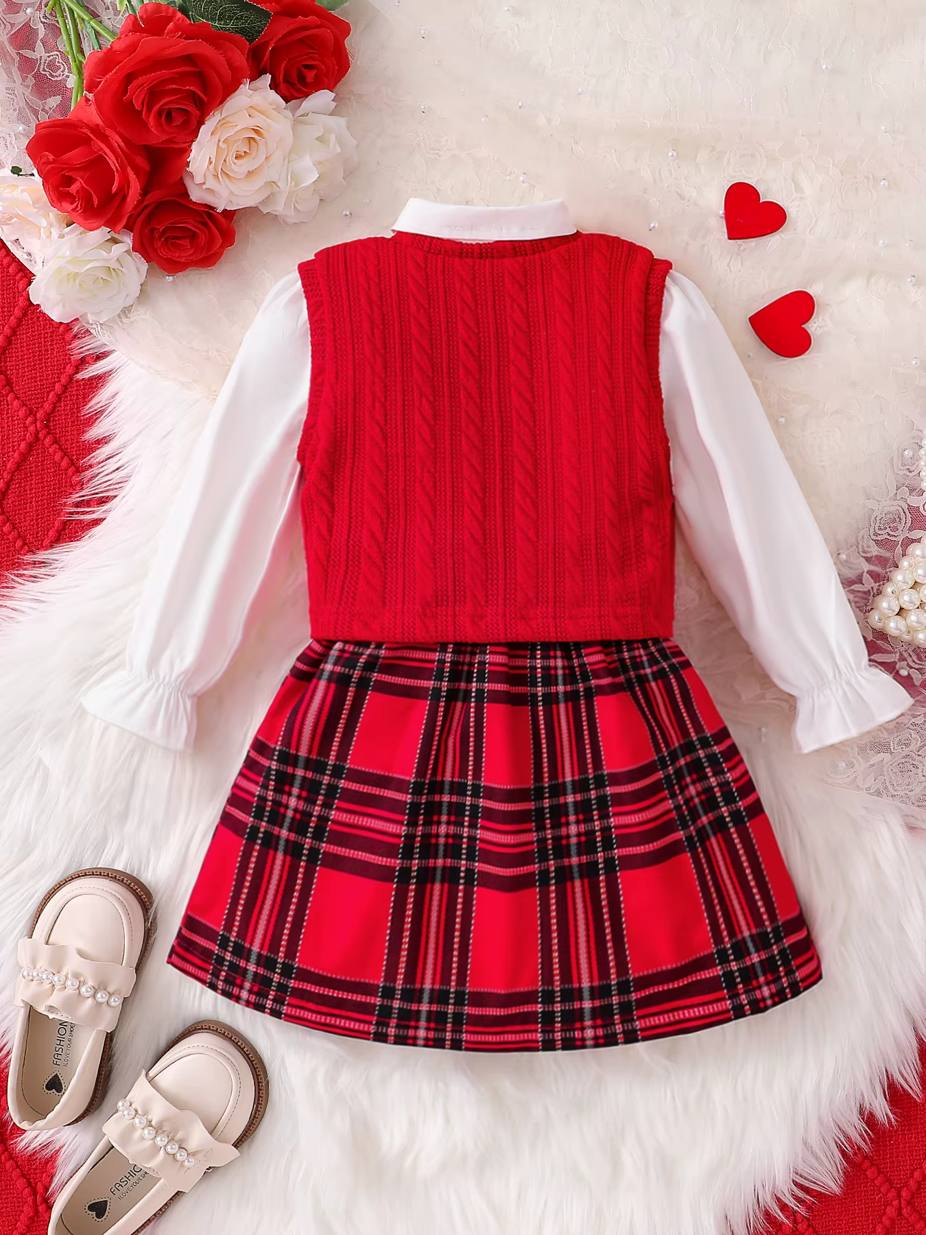 Ensemble trois pièces pour enfants, nouvelle mode printemps et automne pour filles, débardeur rouge