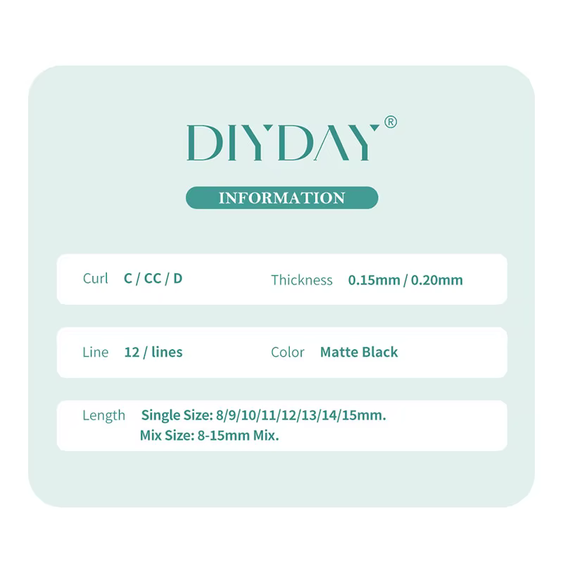 DIYDAY Ellipse Extensions de cils plats 0.15 0.20 cils plats individuels Super plus doux aspect natu