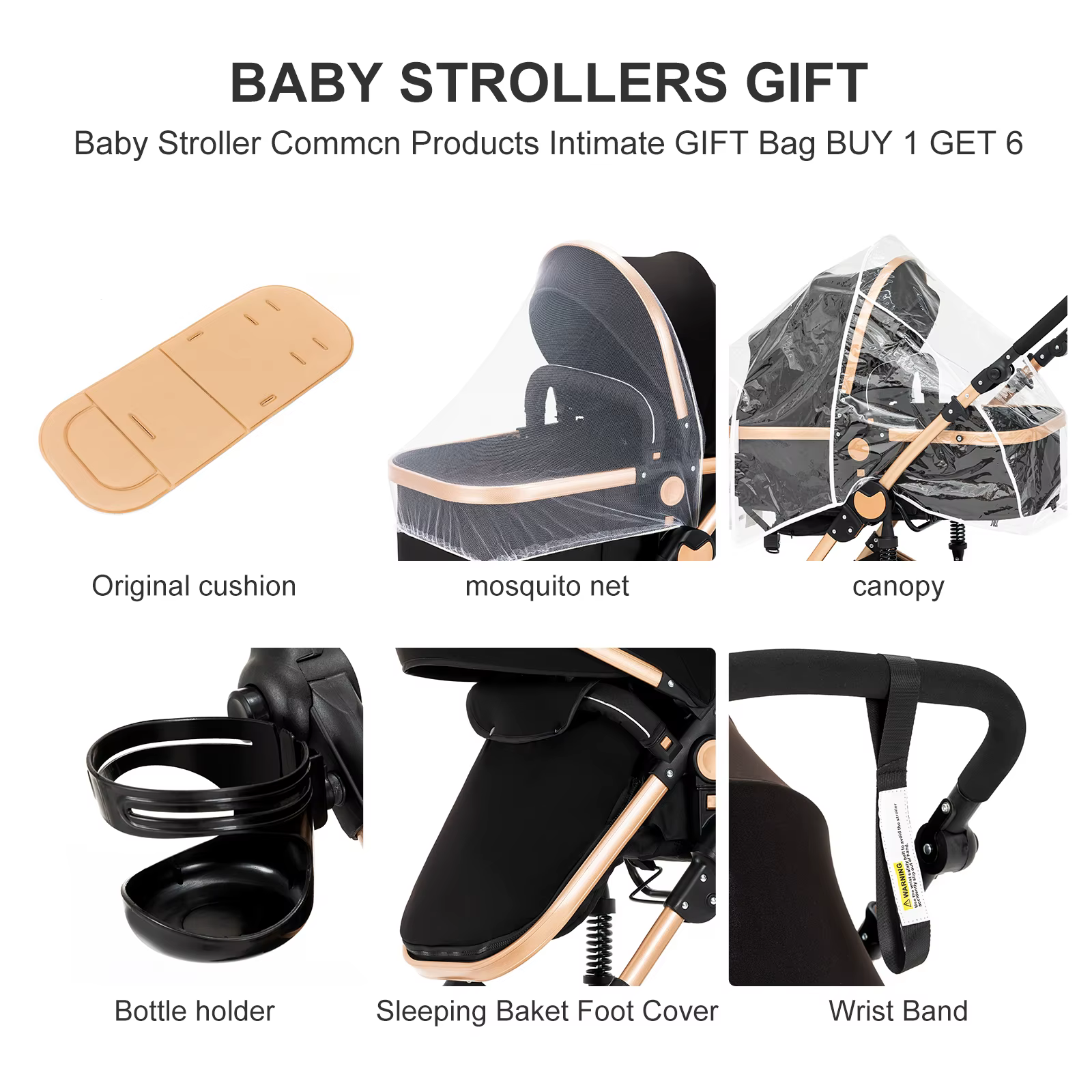 Poussette système de voyage pour bébé avec couffin, siège auto et cadre léger – Pliage à une seule t