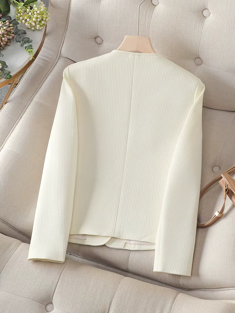 Blazer Slim à Manches sulfet Col Rond pour Femme, Veste Décontractée, Noir, Rose, Beige, Manteau d'A