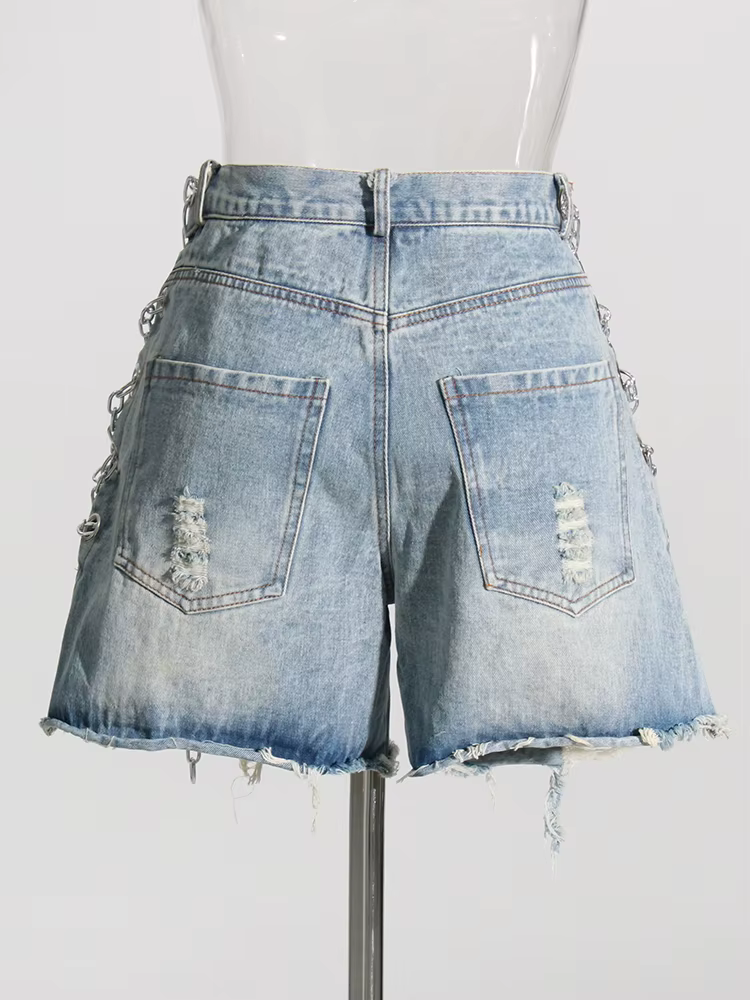TWOTWurea-Short en denim YLE pour femme, culotte courte sexy, taille haute, patchwork, décontracté, 