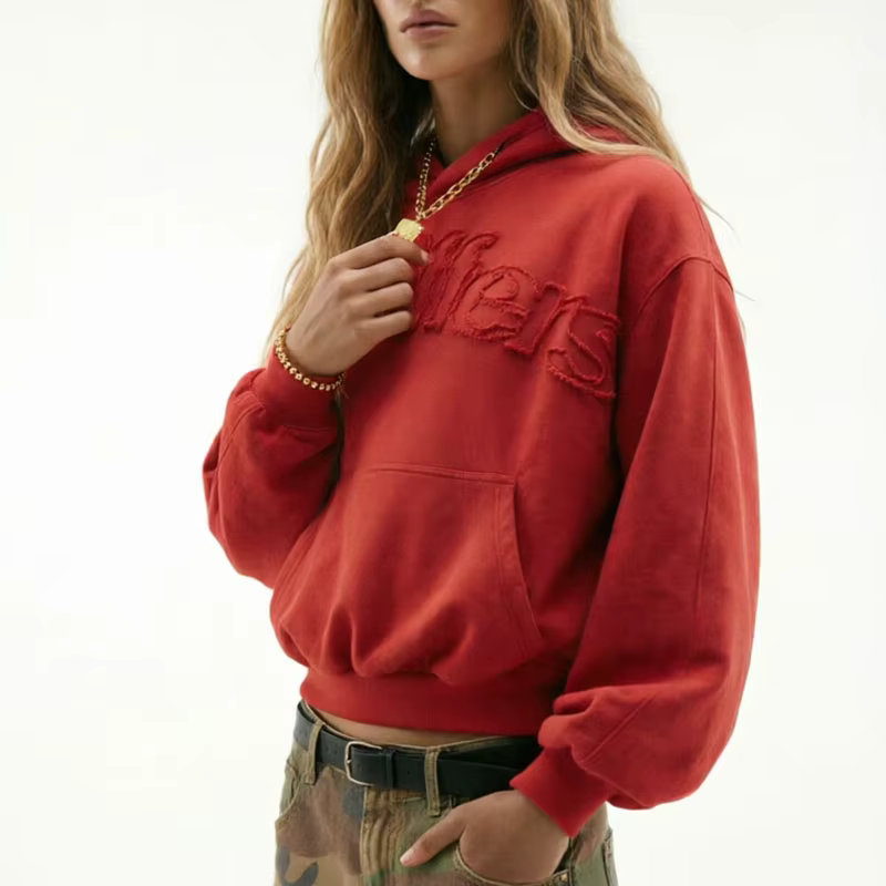 Sweat-shirt à bords bruts avec appliqué, style Y2K, mode streetwear, pour hommes/femmes, sweats à ca