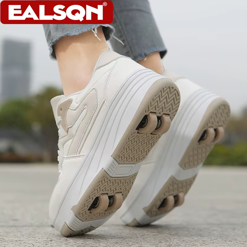 Chaussures de roller d'extérieur pour enfants, à quatre roues amovibles, multifonctionnelles, pour a
