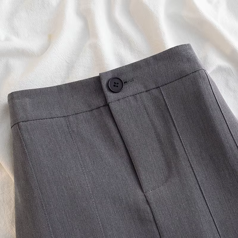 Jupe Longue Plissée Noire et Grise pour Femme, Style Japonais, Taille Haute, Midi, Streetwear de Bur