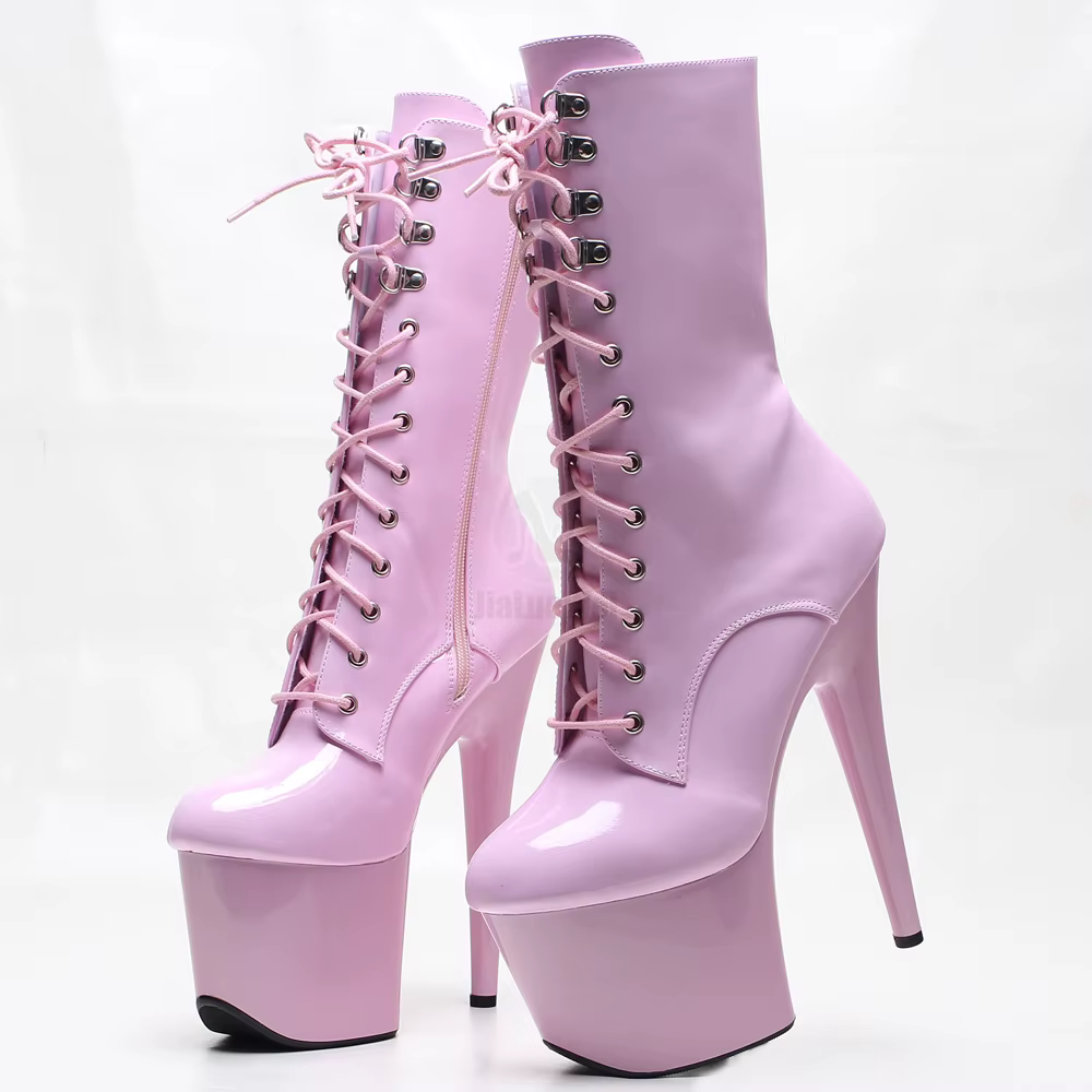 Bottines à plateforme à lacets et talons aiguilles de 7 pouces pour femmes adultes, bottes de pole d