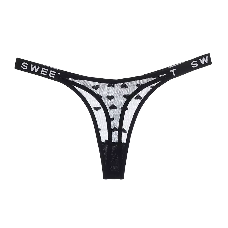 String sexy transparent en maille pour femme, culotte taille basse ajourée, confortable et sans cout