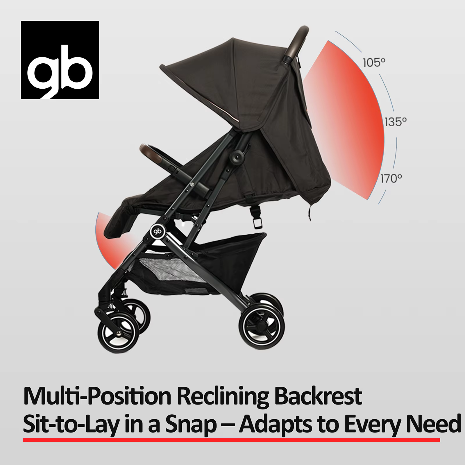 Poussette bébé pliable légère gb avec siège inclinable et pliable à une main, amortisseurs tout-Terr