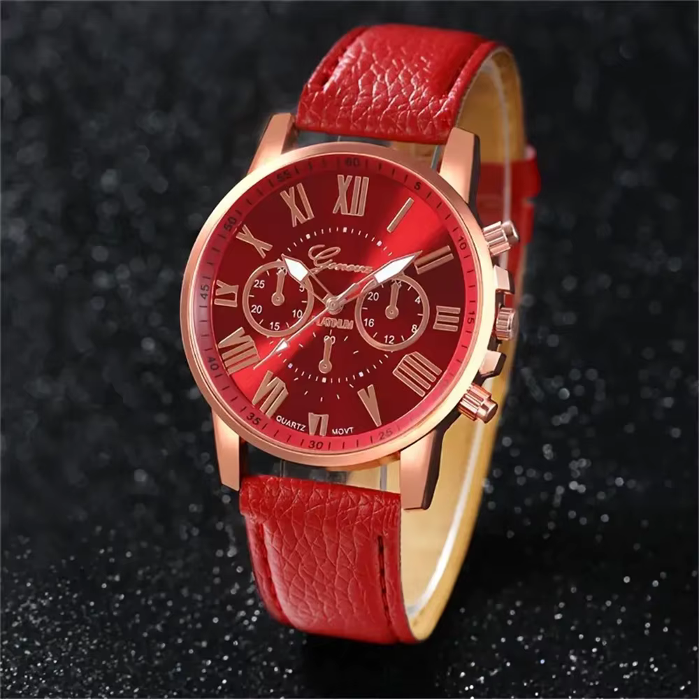 5 pièces montres pour femmes mode Roma cadran bracelet en cuir montre à Quartz (sans boîte