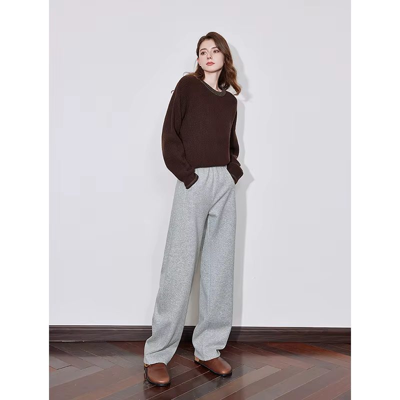 TOYOUTH femmes polaire pantalon de survêtement décontracté 2024 automne et hiver nouvelle taille éla