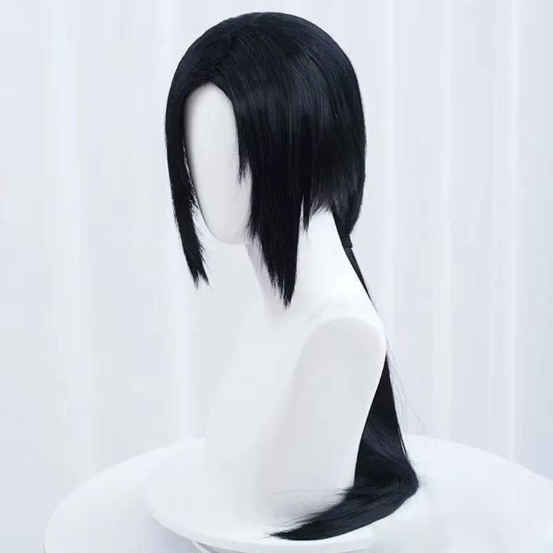 Perruque de Cosplay Anime Itachi Uchiha, Cheveux Synthétiques Longs et Lisses, Noir, Degré de Chaleu