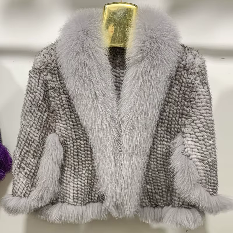 Nouveau Poncho en vraie fourrure de vison tricoté 100% naturel véritable fourrure de vison châle nat