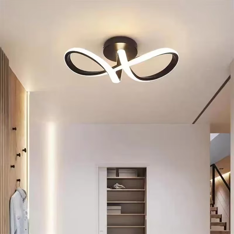 Plafond moderne à LEDs lumière couloir luminaire minimaliste ligne lampes allée entrée escalier coin