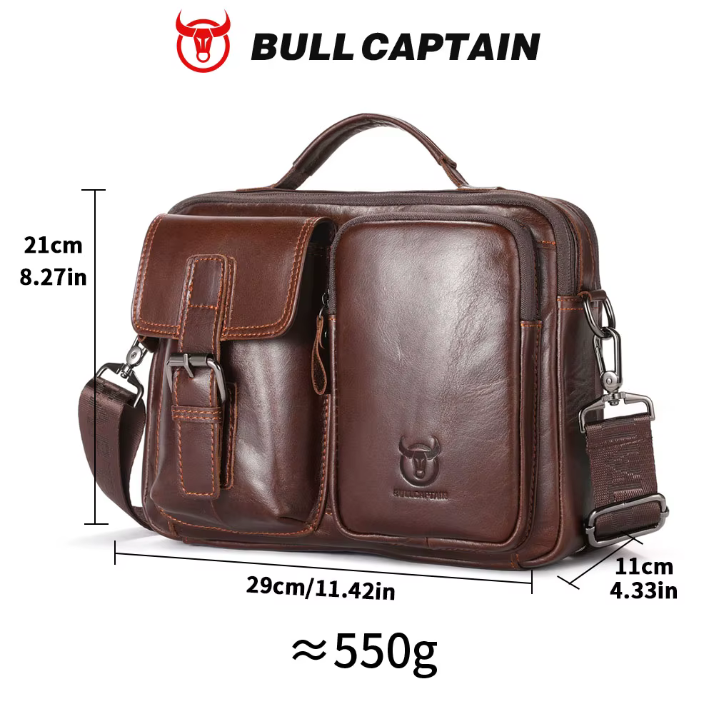 BULLCAPTAIN nouveau sac à bandoulière en cuir véritable pour hommes porte-documents pour hommes sac 
