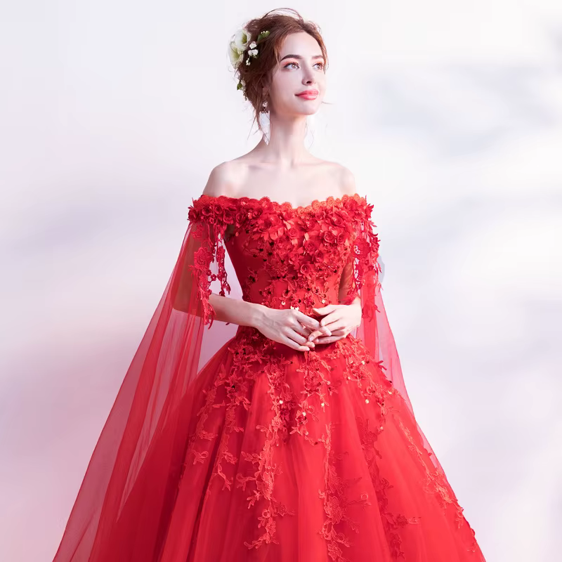 Longue enveloppe rouge de épaule dame fille femmes robe de bal robe de soirée robe de spectacle mari
